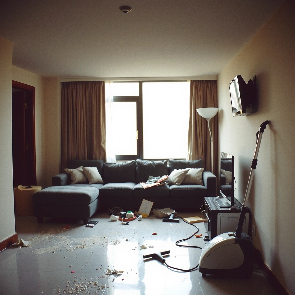 Before cleaning view of a living room